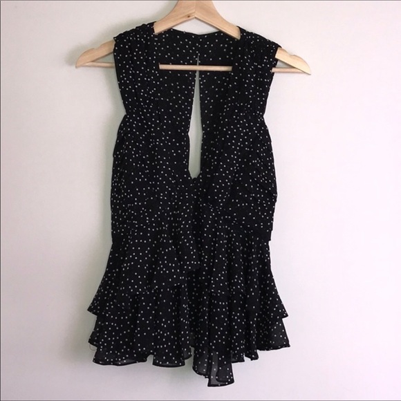 Black With White Polka Dots Sleeveless Blouse - Picture 5 of 8
